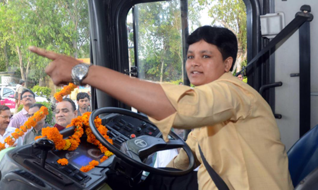 Telangana’s first female bus driver at the wheel